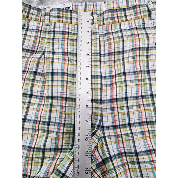 Come On Shorts Womens 8 Multicolor Plaid Seersucker High Rise Baggy Pleated - Picture 6 of 9